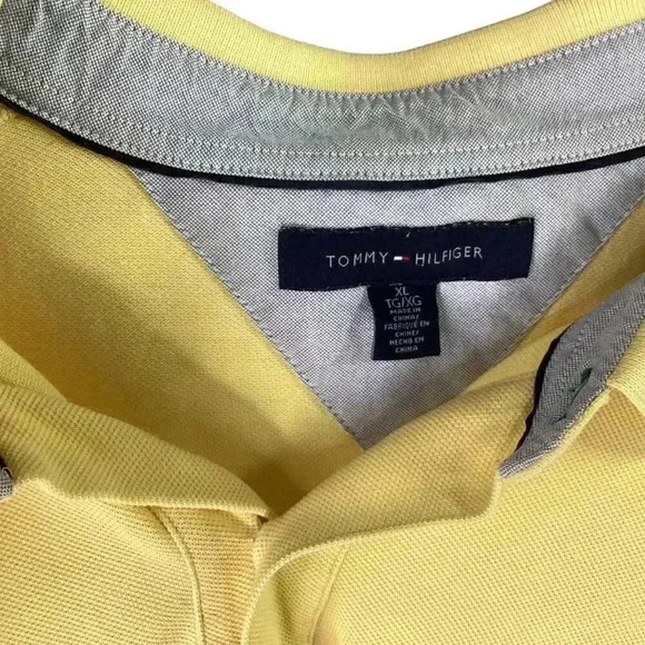 Tommy Hilfiger Mens XL Polo Mesh Shirt Short Sleeve Bottom-Up Cotton Yellow - Picture 8 of 8